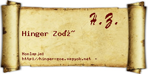 Hinger Zoé névjegykártya
